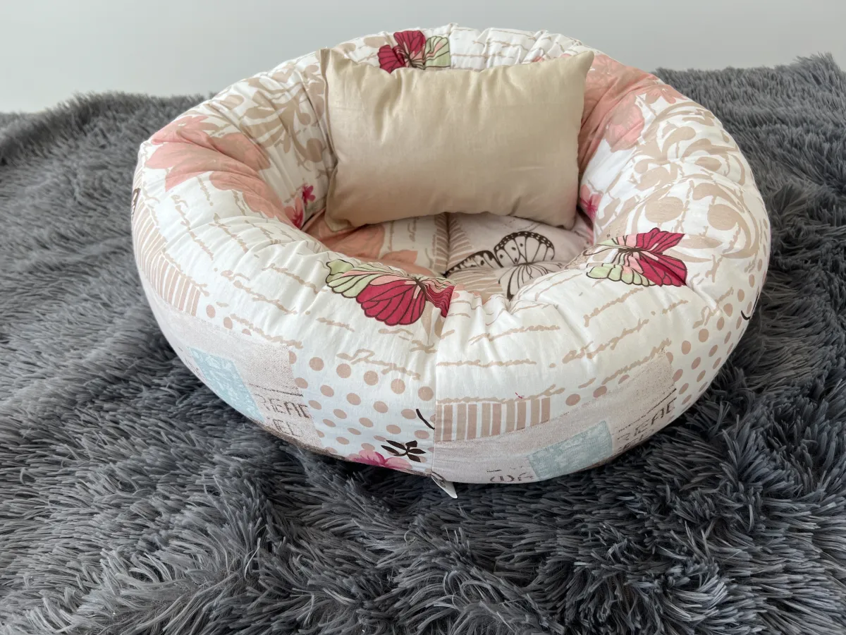 Кръгло легло за котки пеперуди - 60×60×23 см