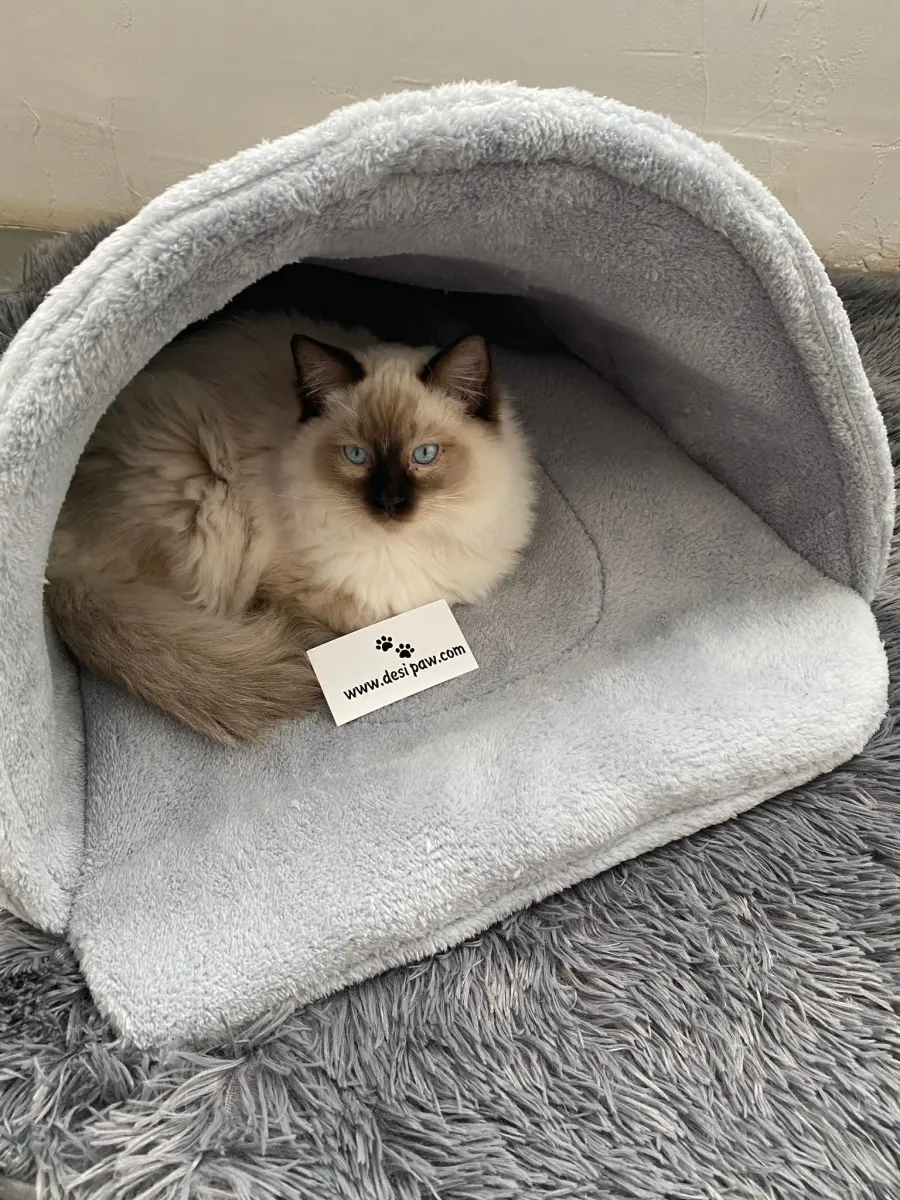 Легло-палатка за котка размер M - сиво