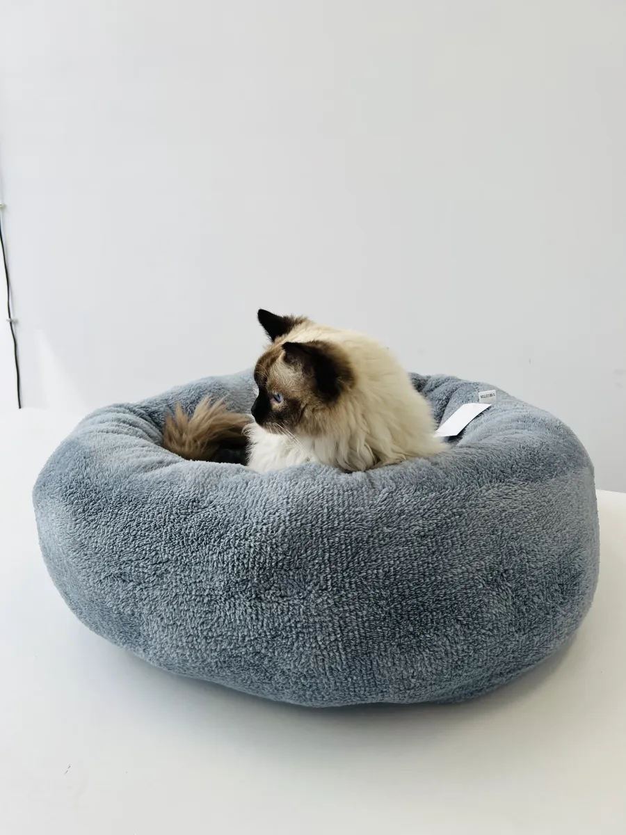 Кръгло легло за котки сиво - 60×60×23 см