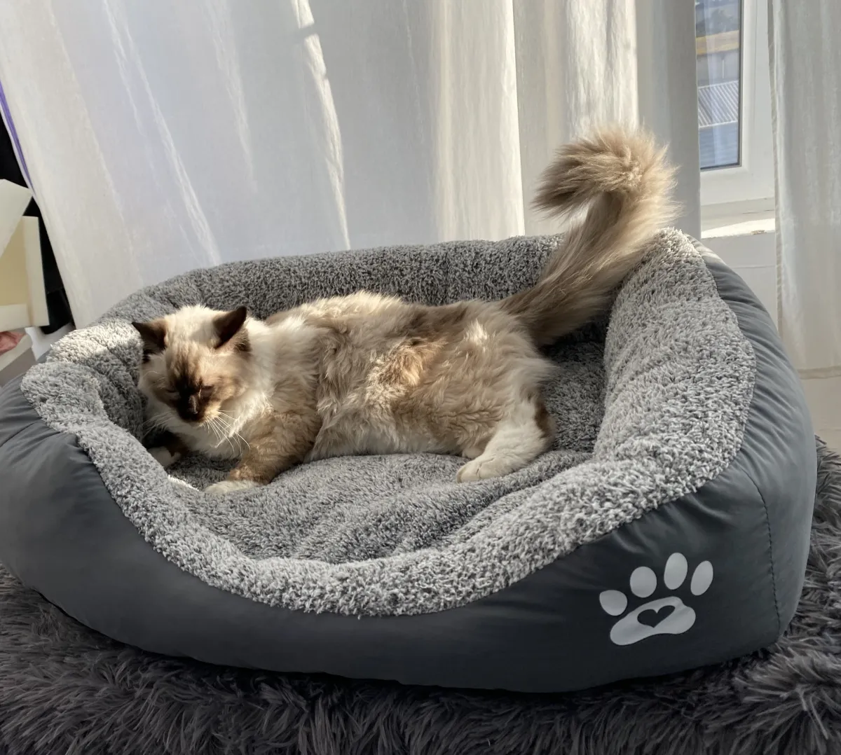 Легло с лапичка за котки сив - L